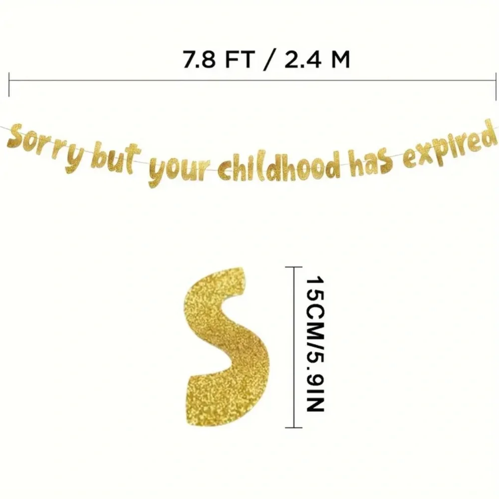 18th Birthday Gold Glitter Letter Banner - Picture 4 of 4